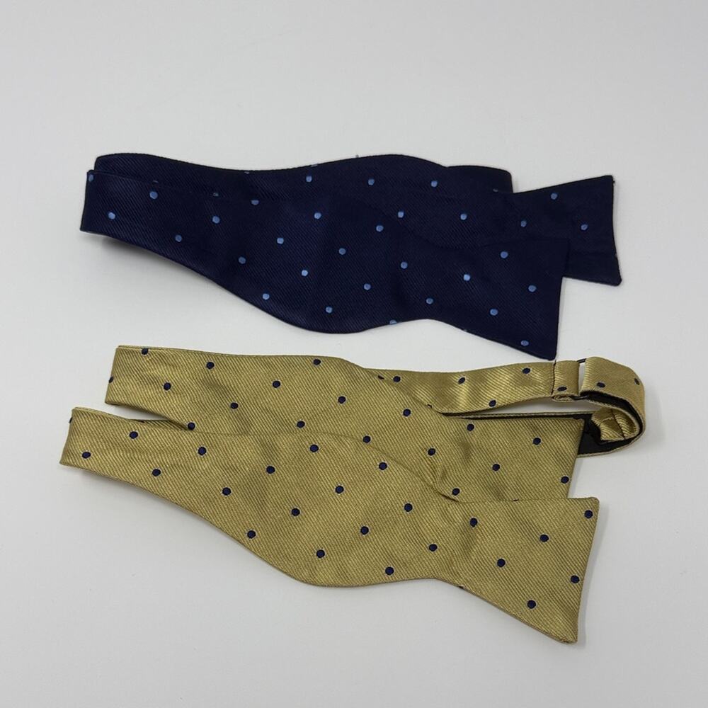 Brooks Brothers 100% Silk Pair of Bow Ties - Navy/Gold